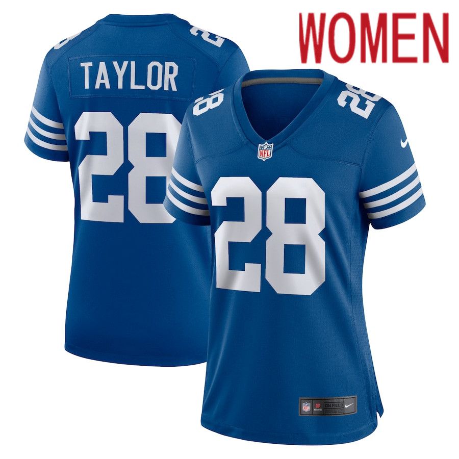 Women Indianapolis Colts #28 Jonathan Taylor Nike Royal Alternate Game NFL Jersey->women nfl jersey->Women Jersey